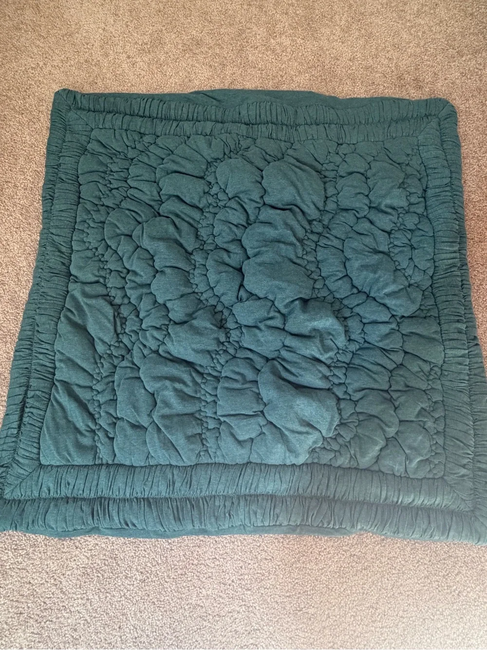 new Anthropologie Brooke heathered jersey cotton euro sham green teal quilted 26